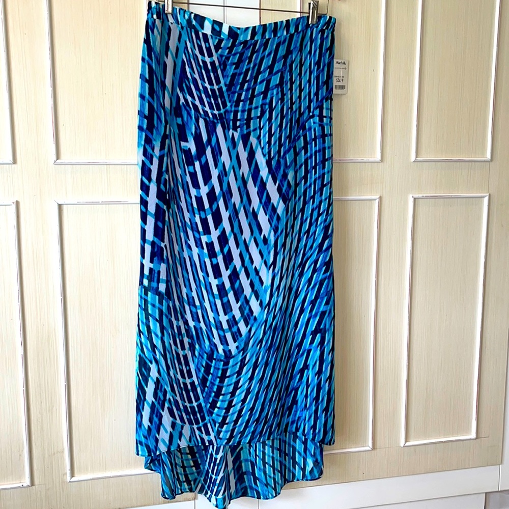 Laundry by Shelli SAGAL hi/low Skirt Brilliant Blue Multi size M NWT